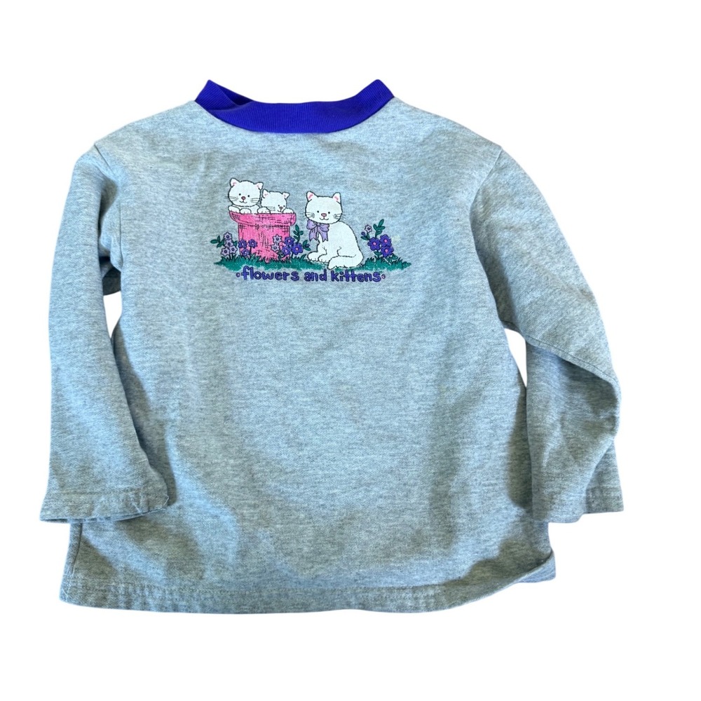 Vintage 80s/90s Okie Dokie flowers and kittens youth crewneck‎ sweater